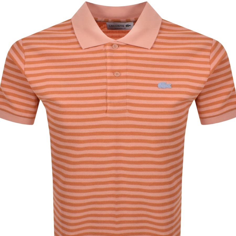 Image number 2 for Lacoste Stripe Polo T Shirt Coral Pink
