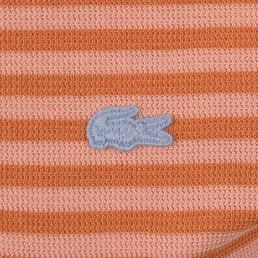 Image number 3 for Lacoste Stripe Polo T Shirt Coral Pink