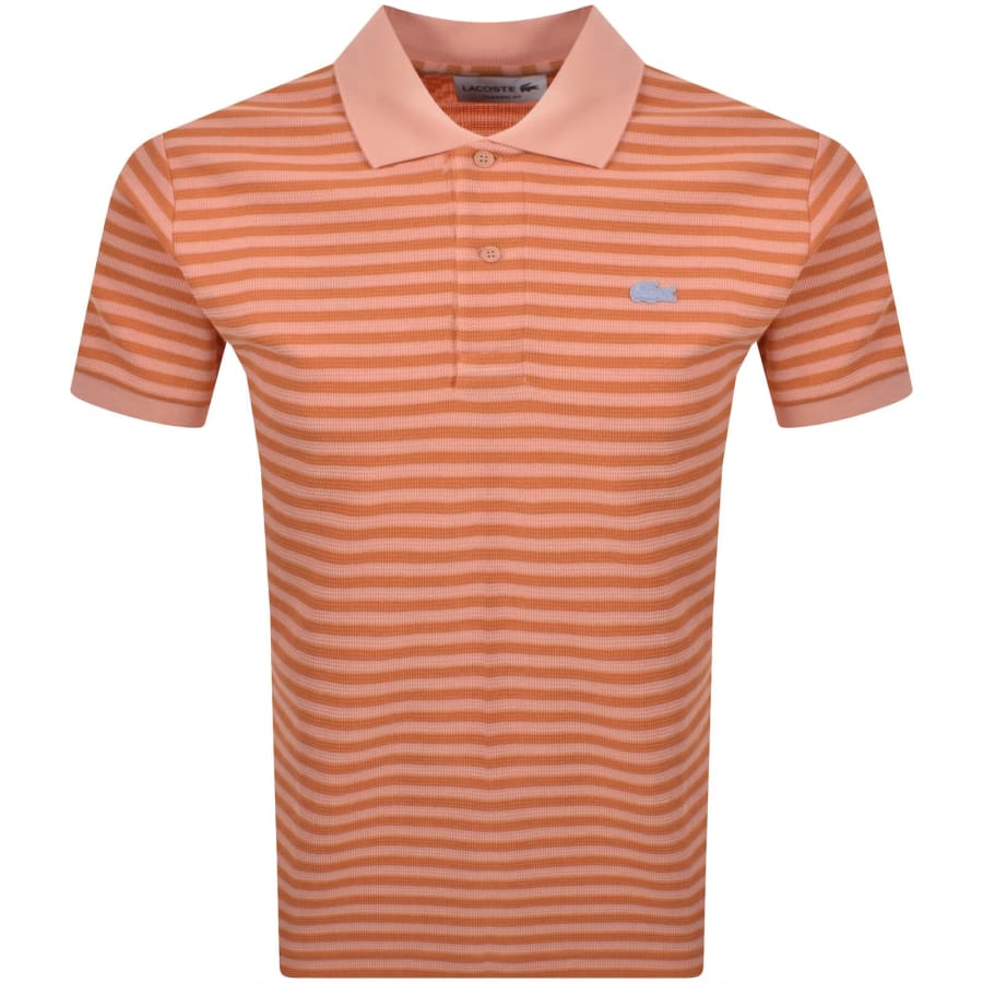 Image number 1 for Lacoste Stripe Polo T Shirt Coral Pink