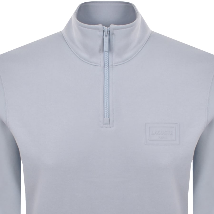 Image number 2 for Lacoste Quarter Zip Sweatshirt Light Blue