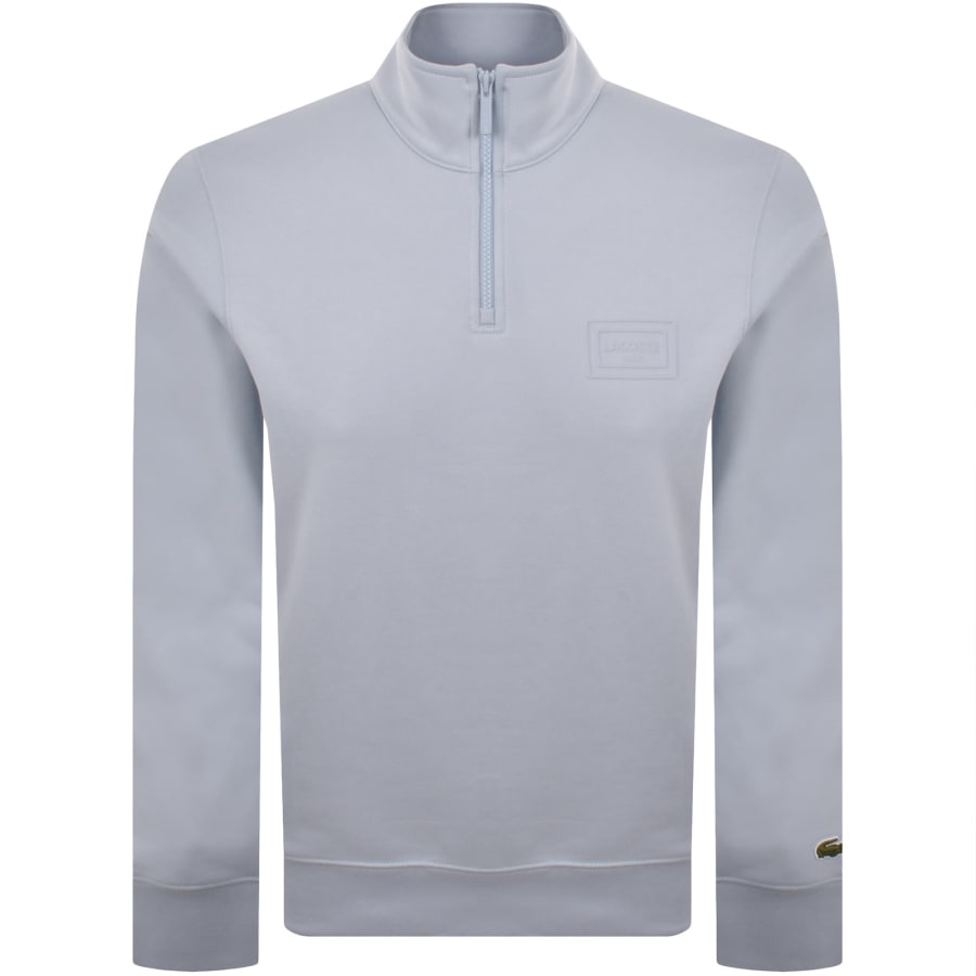 Image number 1 for Lacoste Quarter Zip Sweatshirt Light Blue