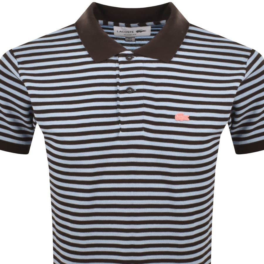 Image number 2 for Lacoste Stripe Polo T Shirt Blue