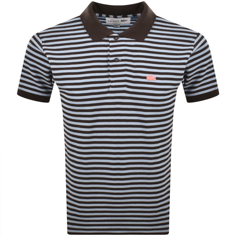 Image number 1 for Lacoste Stripe Polo T Shirt Blue