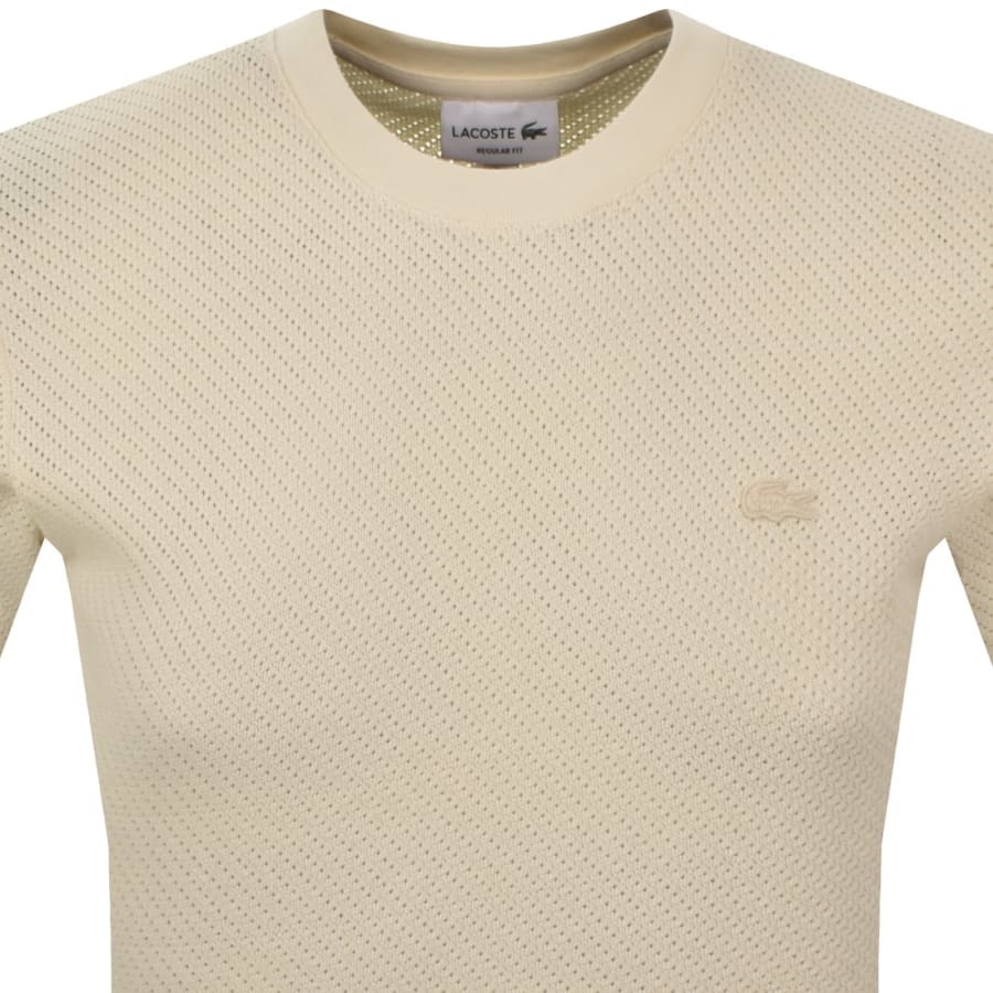 Image number 2 for Lacoste Cotton Jacquard T Shirt Cream