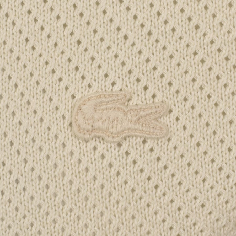 Image number 3 for Lacoste Cotton Jacquard T Shirt Cream