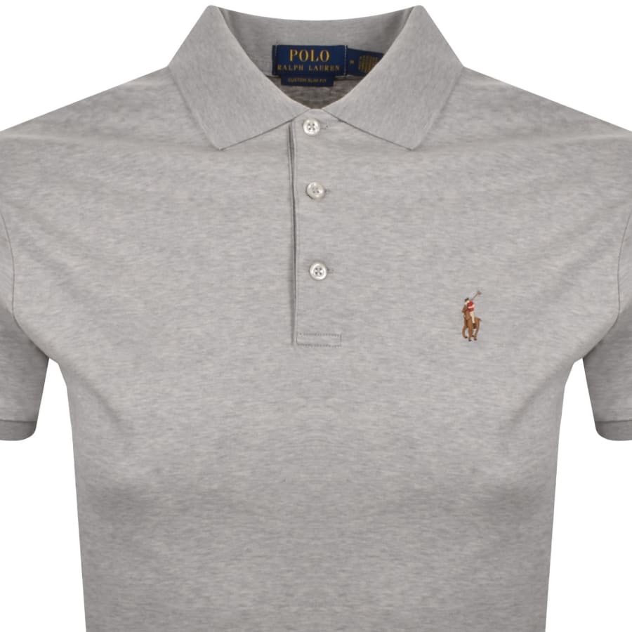 Image number 2 for Ralph Lauren Custom Slim Fit Polo T Shirt Grey