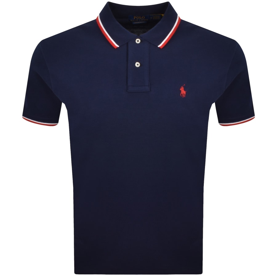 Image number 1 for Ralph Lauren Twin Tipped Polo T Shirt Navy