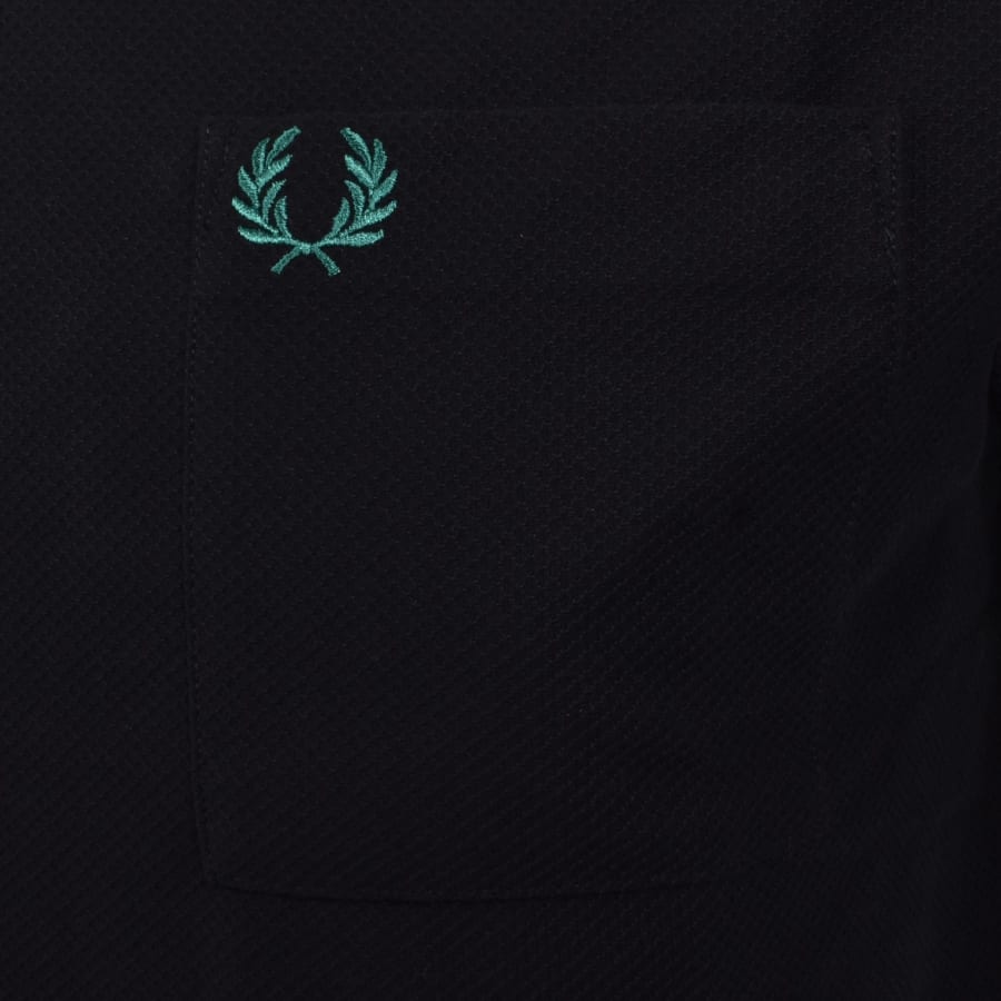 Image number 3 for Fred Perry Pocket Detail Pique T Shirt Navy
