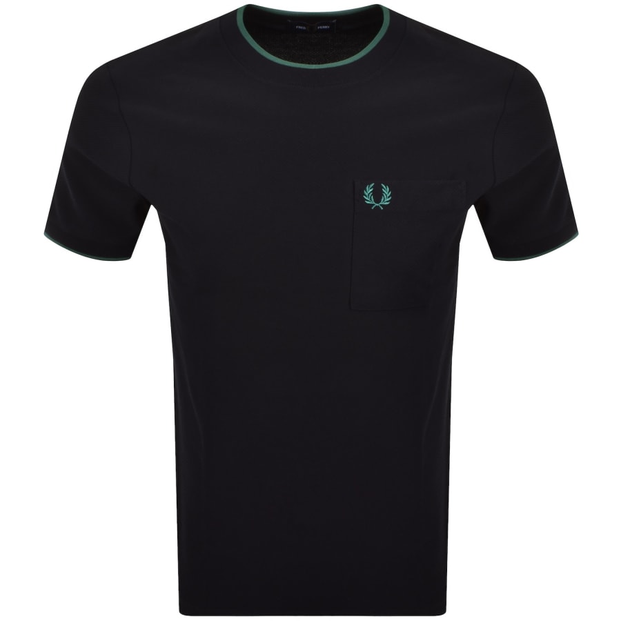 Image number 1 for Fred Perry Pocket Detail Pique T Shirt Navy