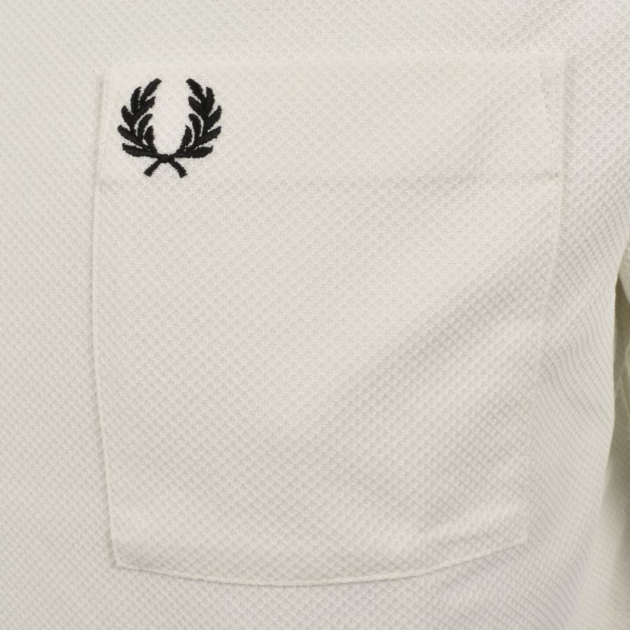 Image number 3 for Fred Perry Pocket Detail Pique T Shirt Cream