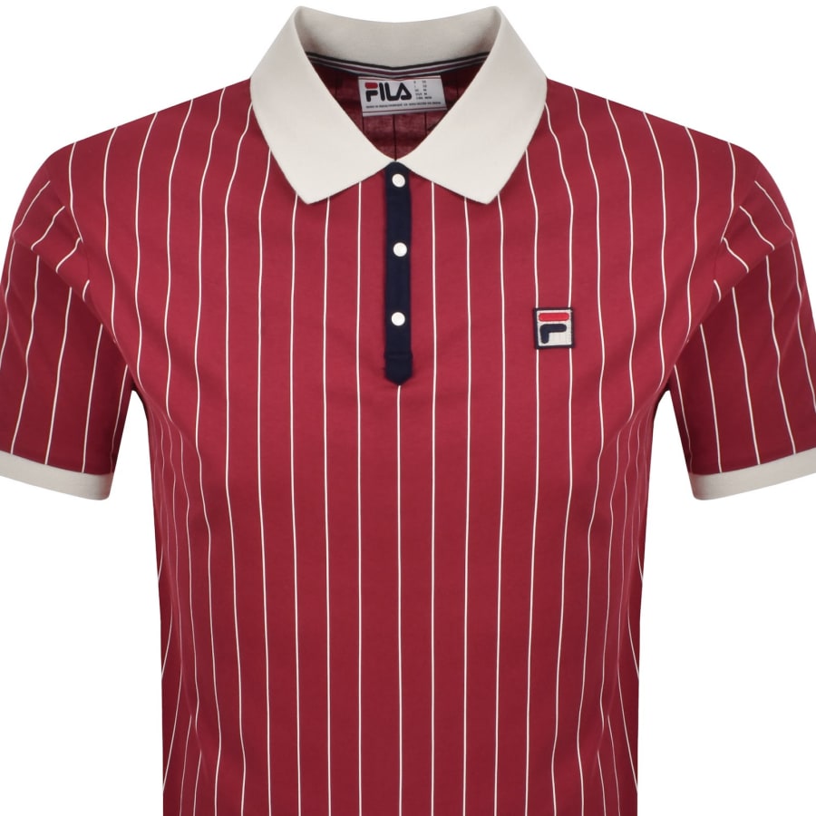 Image number 2 for Fila BB1 Pinstripe Polo T Shirt Garnet Red