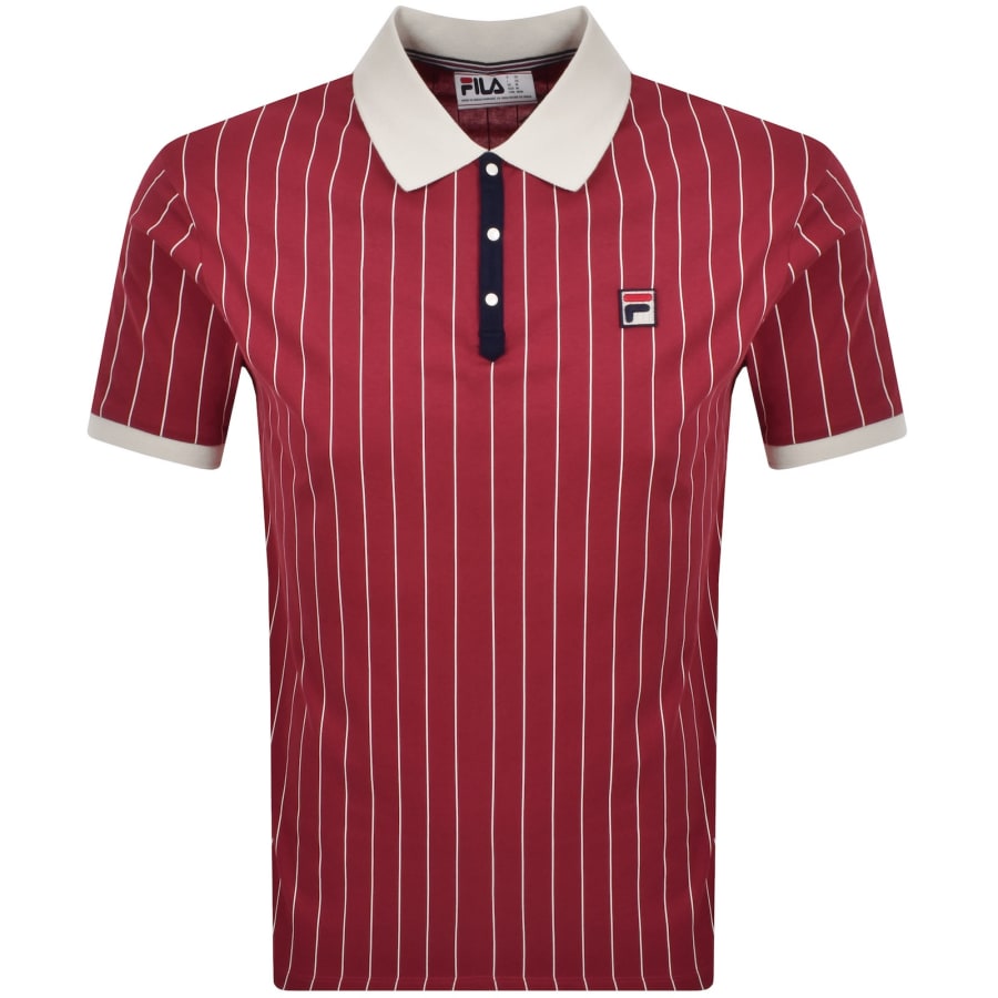 Image number 1 for Fila BB1 Pinstripe Polo T Shirt Garnet Red