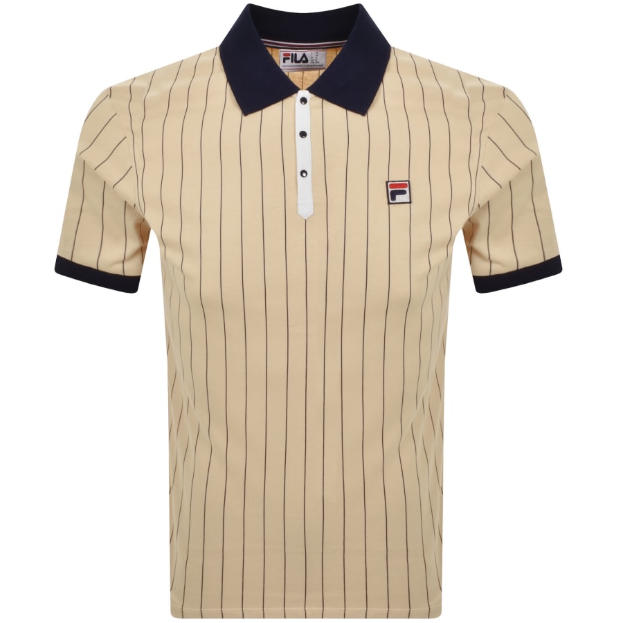 Image number 1 for Fila BB1 Pinstripe Polo T Shirt Classic Beige