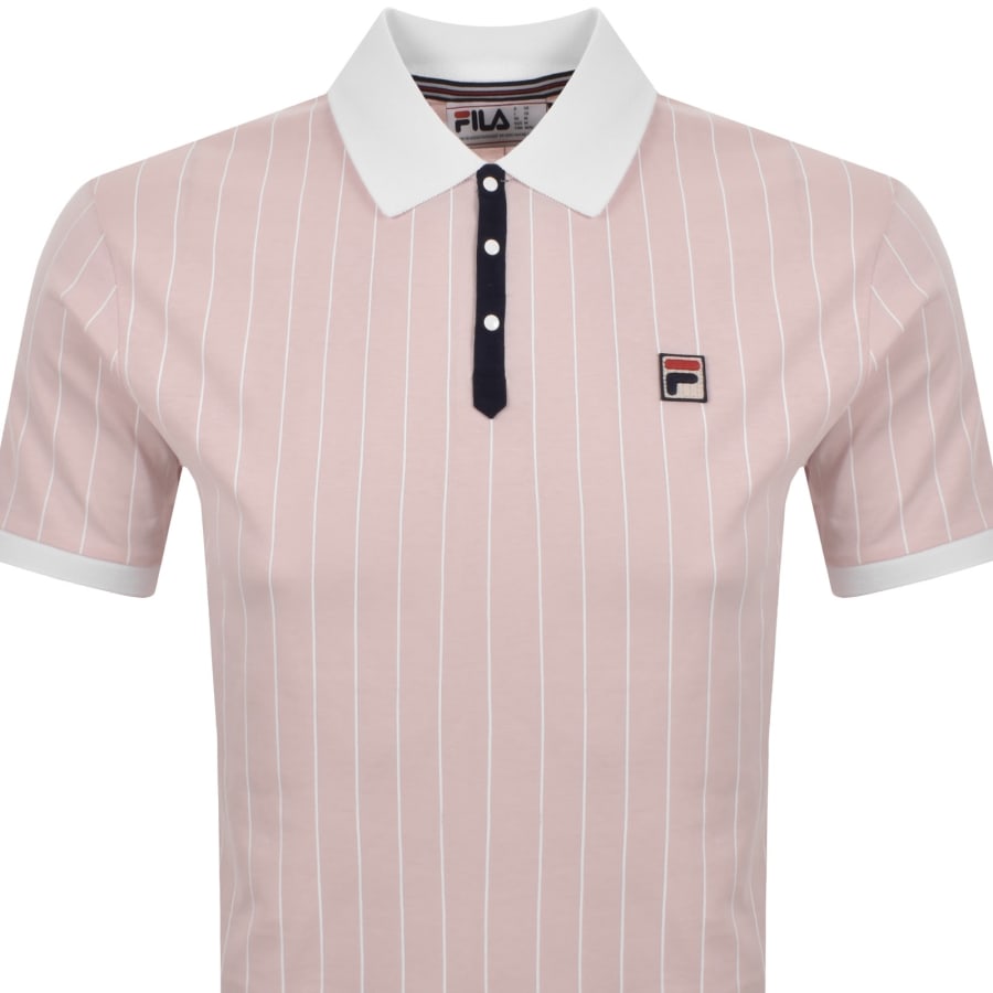Image number 2 for Fila BB1 Pinstripe Polo T Shirt Pale Pink