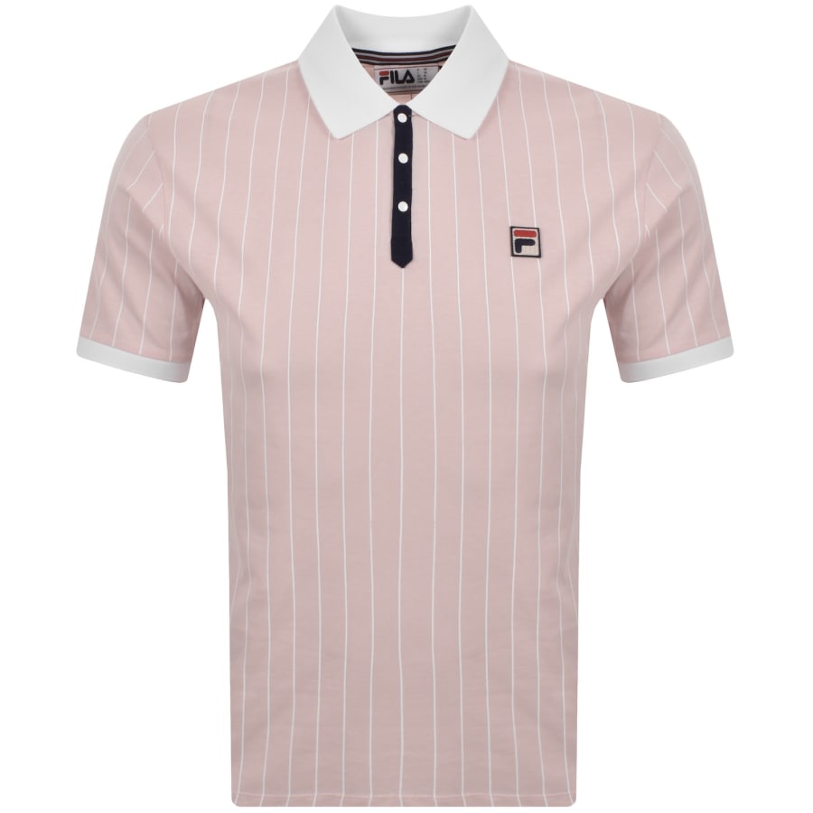 Image number 1 for Fila BB1 Pinstripe Polo T Shirt Pale Pink