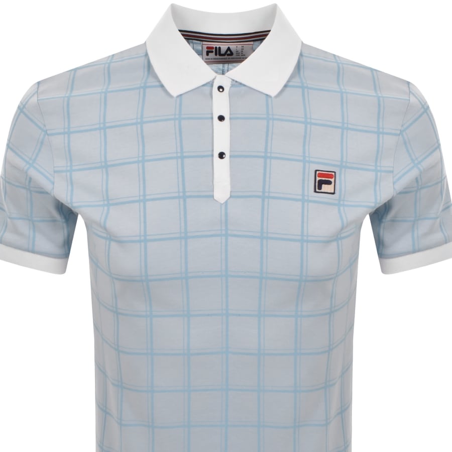 Image number 2 for Fila Ignazio Tonal Check Polo T Shirt Blue