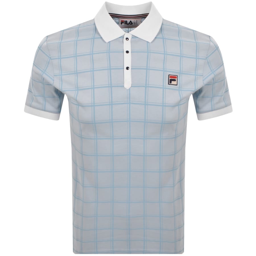 Image number 1 for Fila Ignazio Tonal Check Polo T Shirt Blue