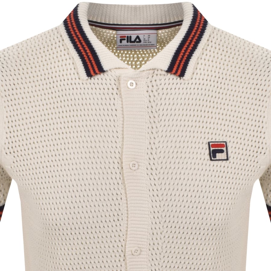 Image number 2 for Fila Domenico Crochet Polo Shirt Cream