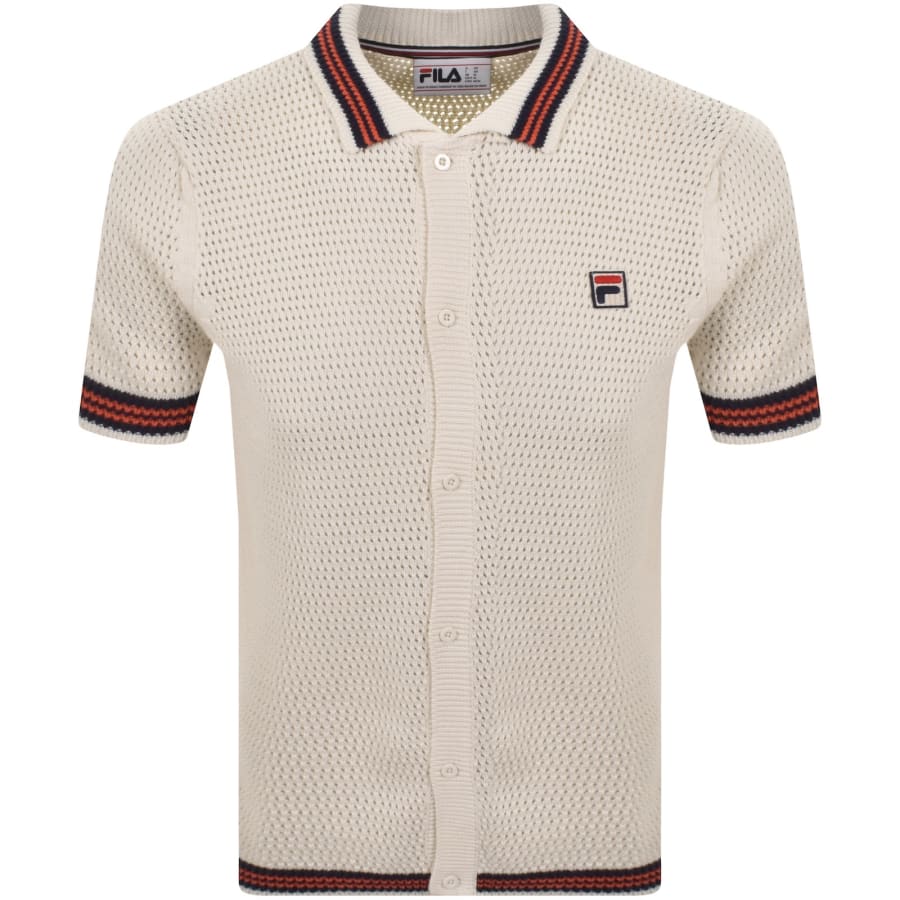 Image number 1 for Fila Domenico Crochet Polo Shirt Cream
