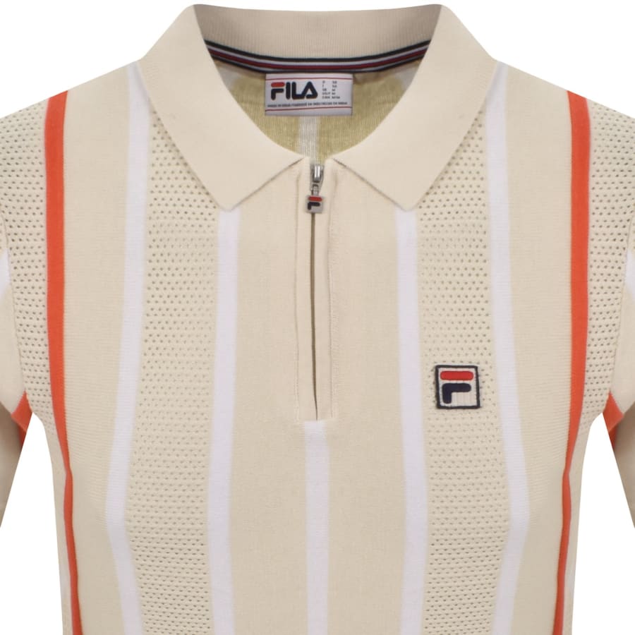 Image number 2 for Fila Giorgio Crochet Polo Shirt Cream
