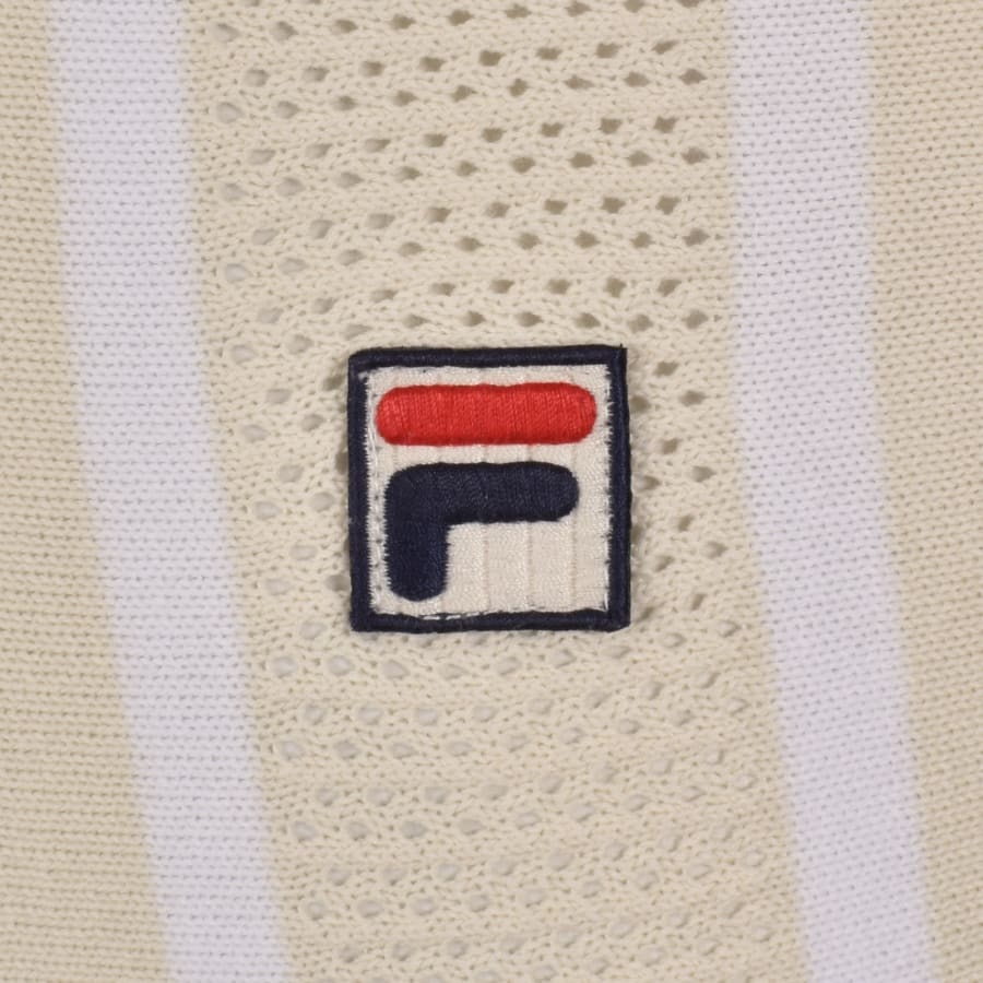 Image number 3 for Fila Giorgio Crochet Polo Shirt Cream