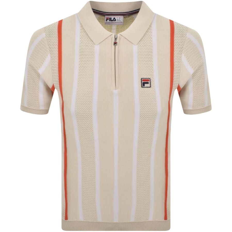Image number 1 for Fila Giorgio Crochet Polo Shirt Cream