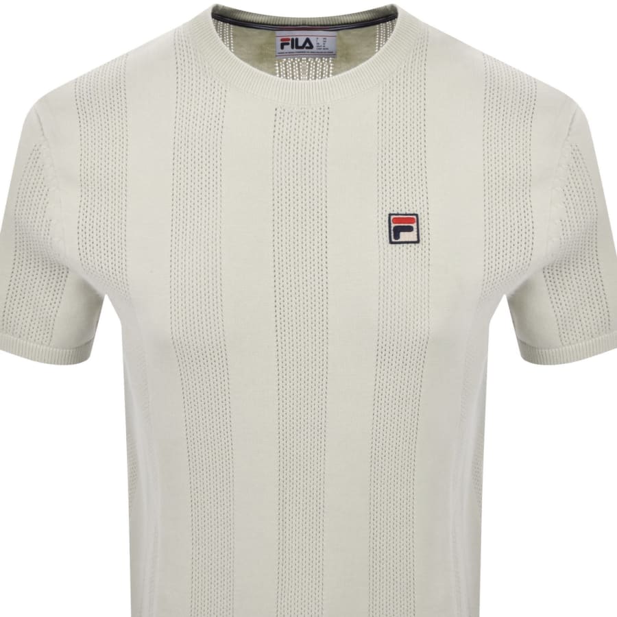 Image number 2 for Fila Corrado Knitted Panel T Shirt Cream