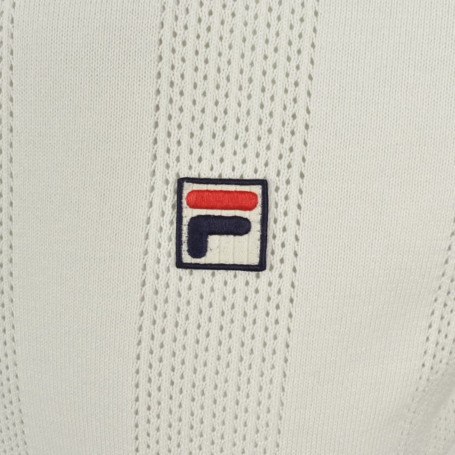 Image number 3 for Fila Corrado Knitted Panel T Shirt Cream