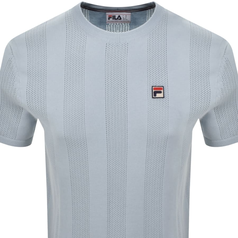 Image number 2 for Fila Corrado Knitted Panel T Shirt Blue