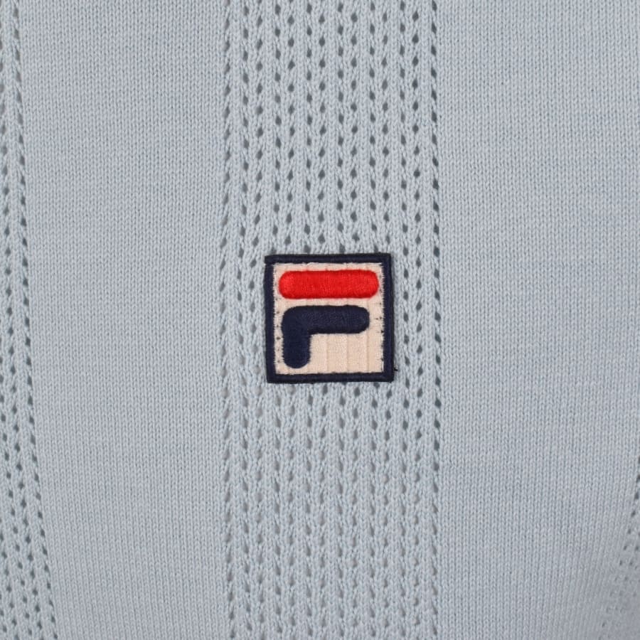 Image number 3 for Fila Corrado Knitted Panel T Shirt Blue