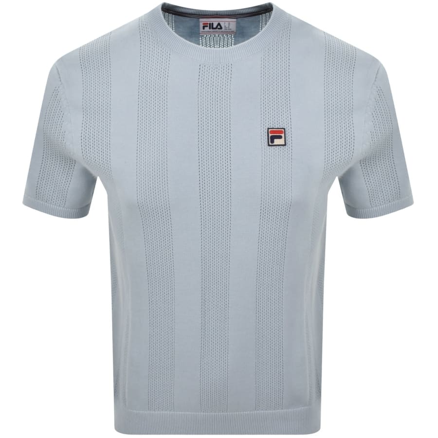 Image number 1 for Fila Corrado Knitted Panel T Shirt Blue