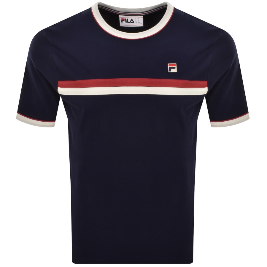 Image number 1 for Fila Rosario Terry Stripes T Shirt Fila Navy