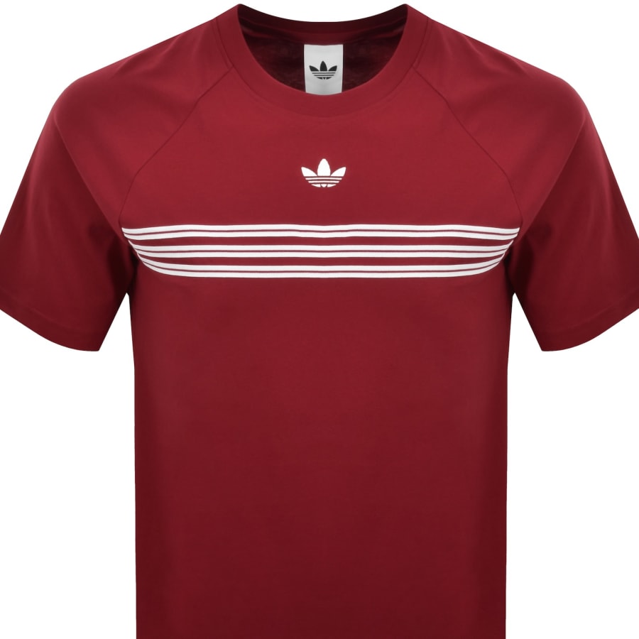 Image number 2 for adidas Originals Chest Stripes T Shirt Red