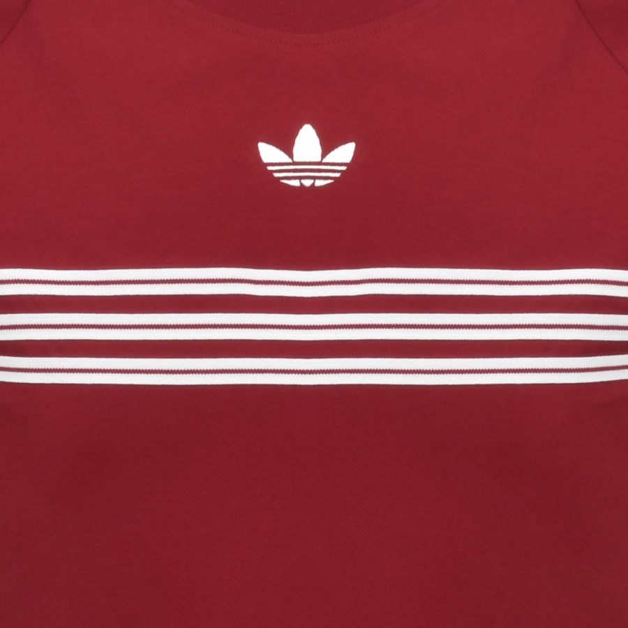 Image number 3 for adidas Originals Chest Stripes T Shirt Red