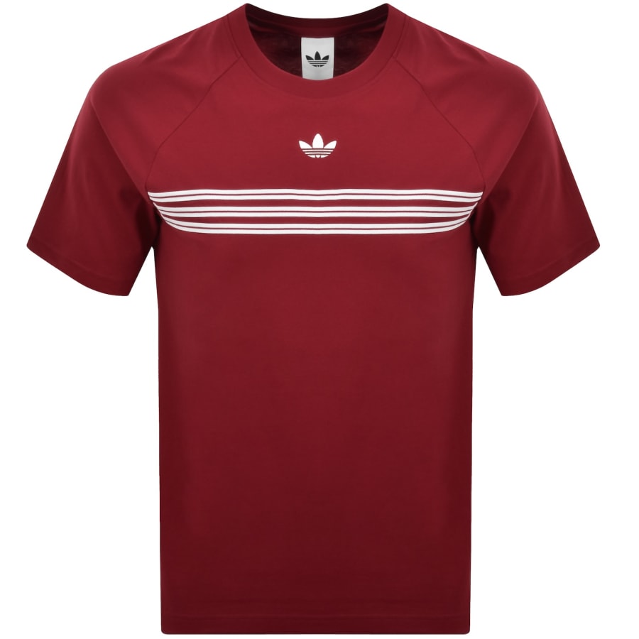 Image number 1 for adidas Originals Chest Stripes T Shirt Red