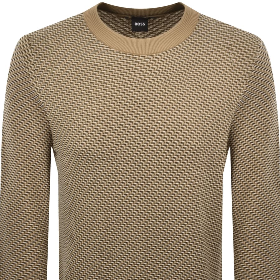 Image number 2 for BOSS Diagonal Knit Jumper Medium Beige