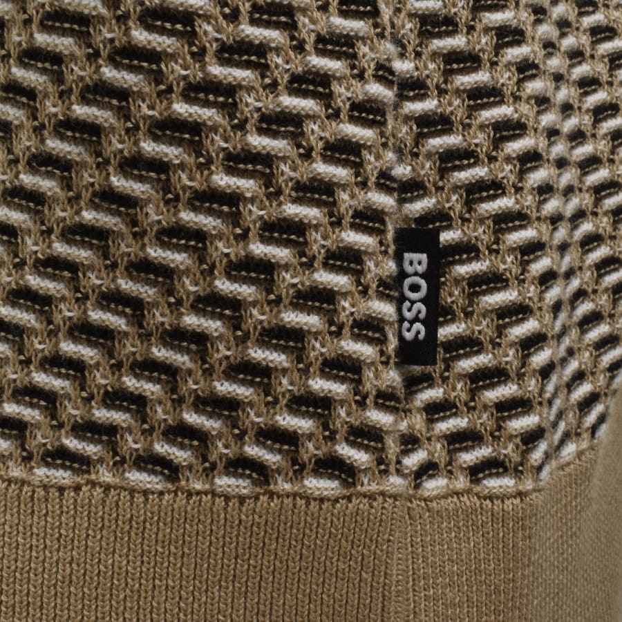 Image number 3 for BOSS Diagonal Knit Jumper Medium Beige