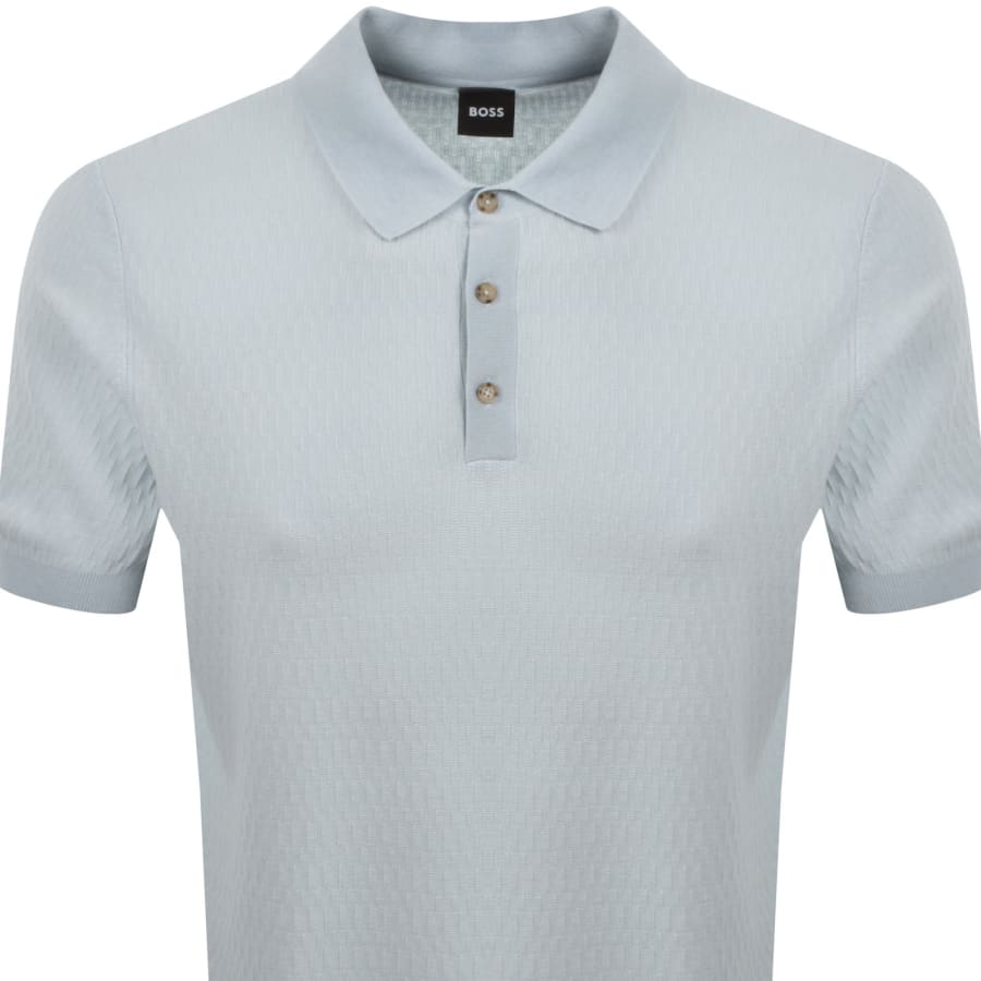 Image number 2 for BOSS Lurazio Knit Polo Light Blue