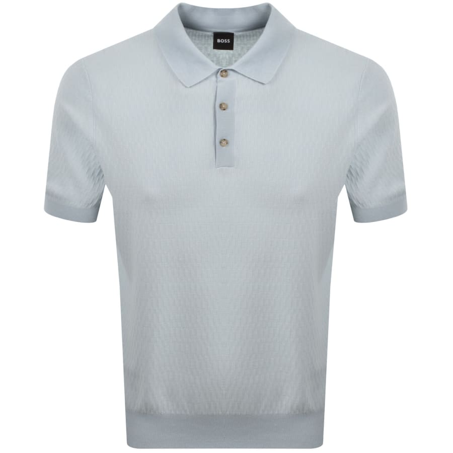 Image number 1 for BOSS Lurazio Knit Polo Light Blue