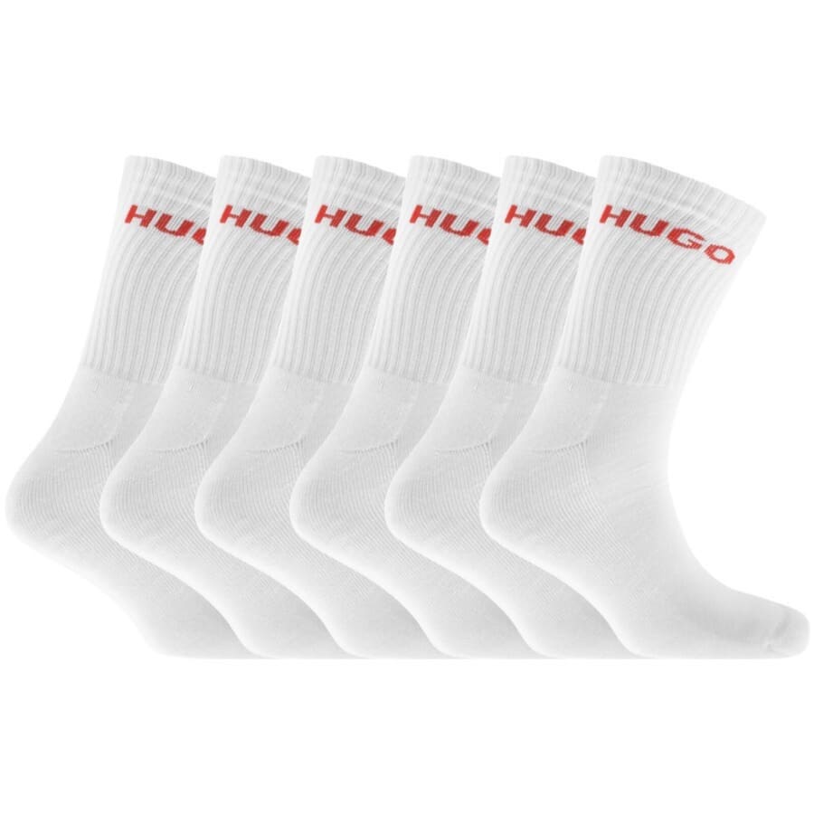 Image number 1 for HUGO 6 Pack Logo Socks White