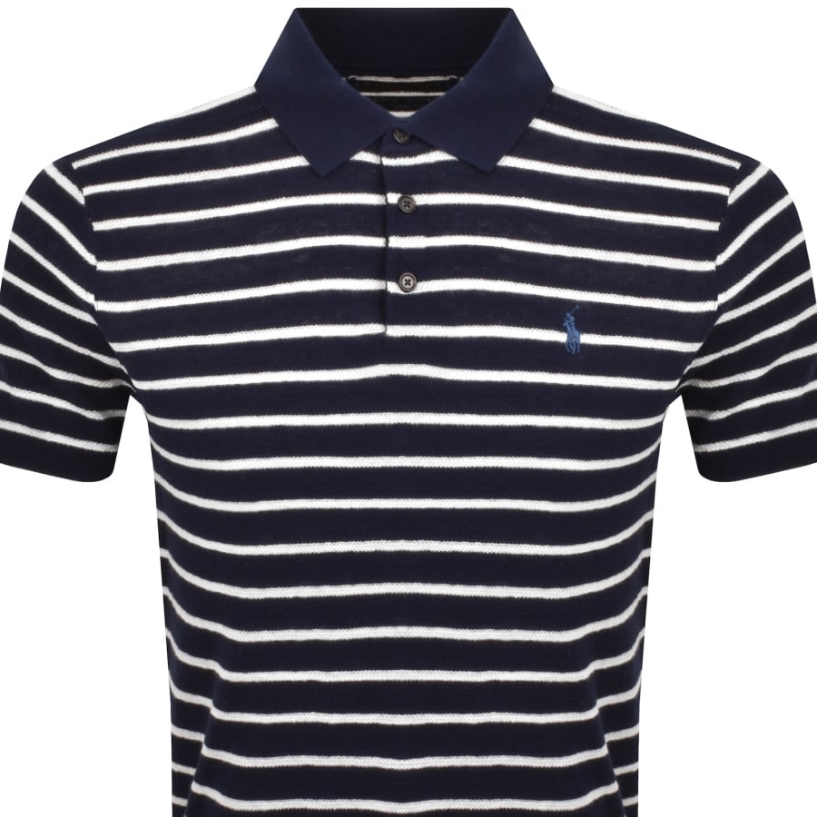 Image number 2 for Ralph Lauren Stripe Polo T Shirt Navy