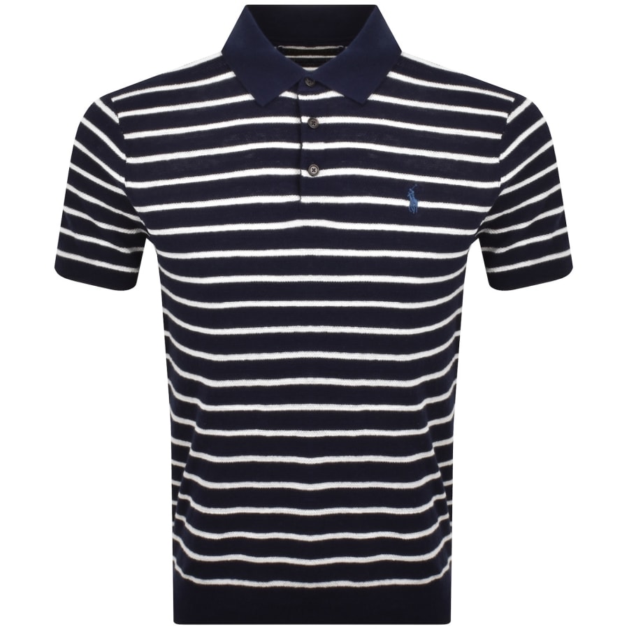 Image number 1 for Ralph Lauren Stripe Polo T Shirt Navy