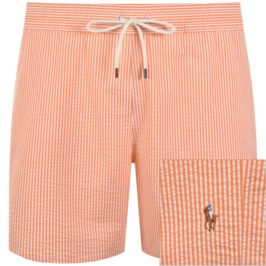 Image number 1 for Ralph Lauren Traveller Striped Swim Shorts Orange