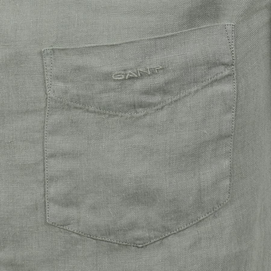Image number 3 for Gant Linen Short Sleeved Camp Shirt Grey