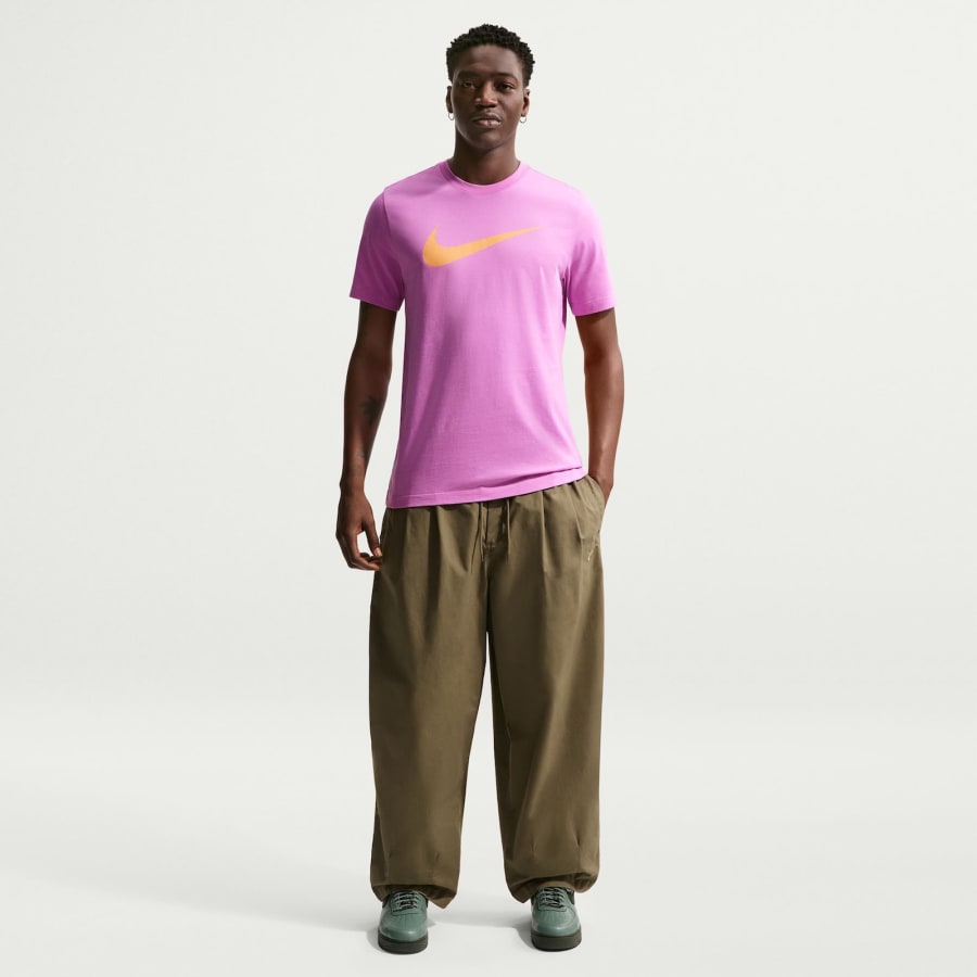 Image number 4 for Nike Crew Neck Icon Swoosh T Shirt Pink