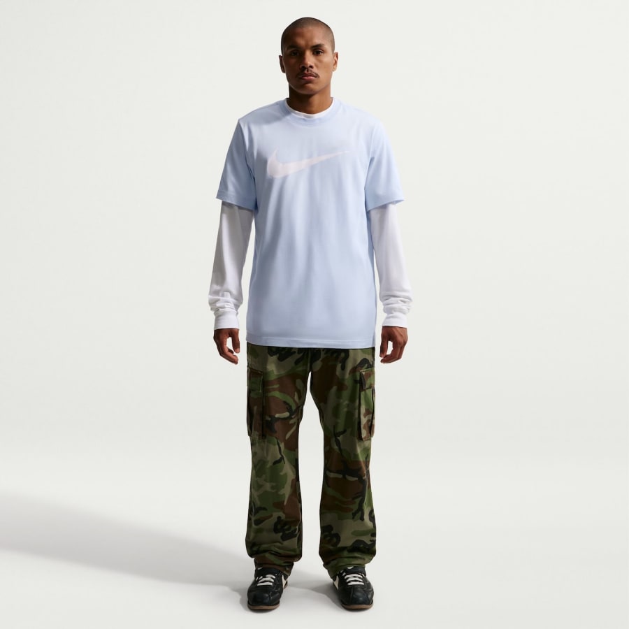 Image number 4 for Nike Crew Neck Icon Swoosh T Shirt Blue