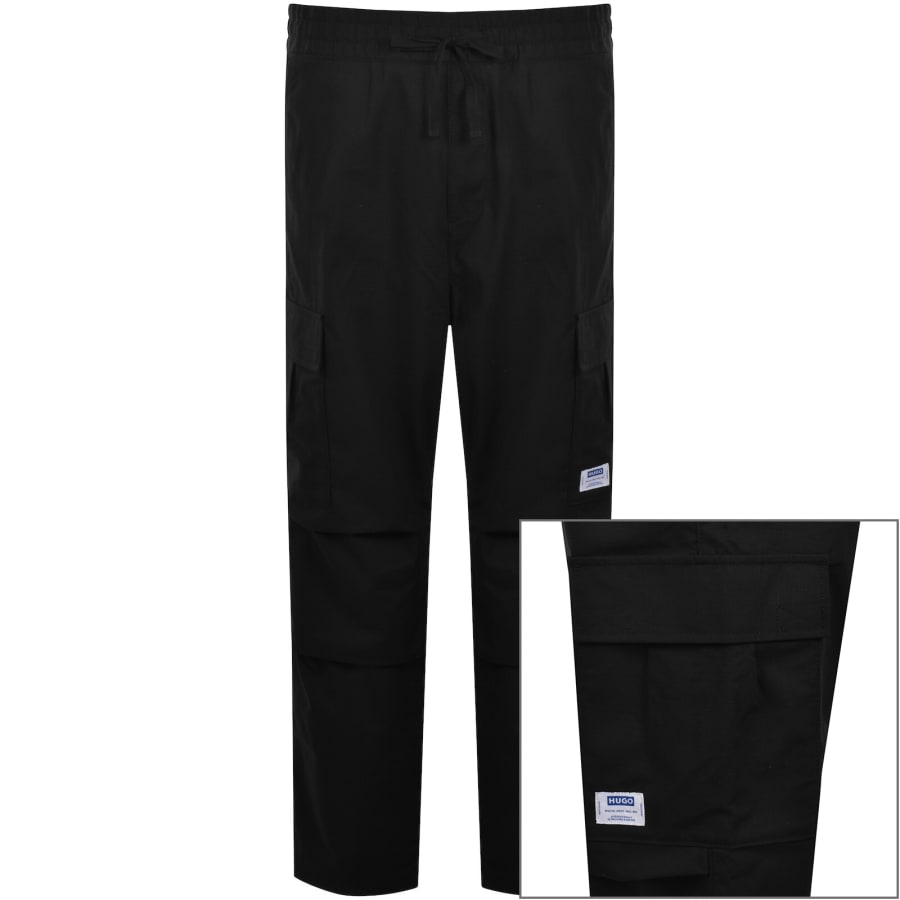 Image number 1 for HUGO Blue Gadic242 Relaxed Fit Cargo Trousers Blac