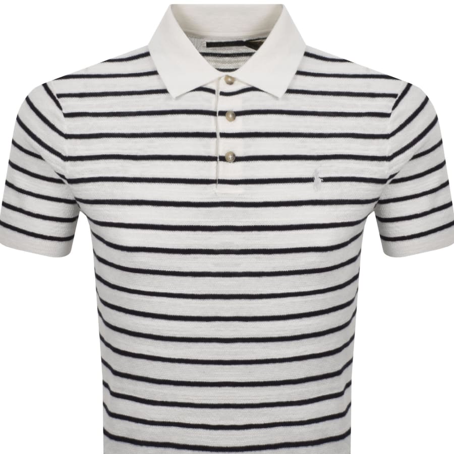 Image number 2 for Ralph Lauren Stripe Knit Polo T Shirt Navy