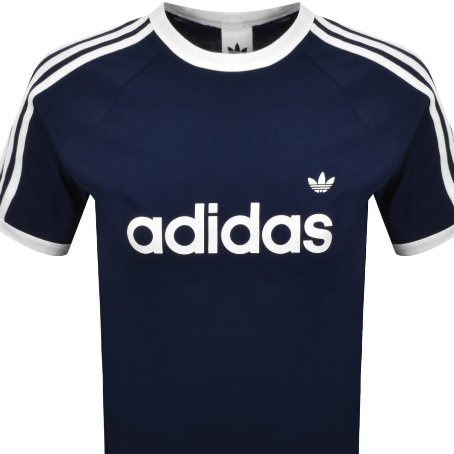 Image number 2 for adidas Originals 3 Stripes Ringer T Shirt Navy
