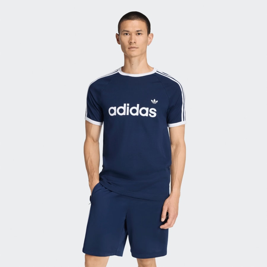 Image number 5 for adidas Originals 3 Stripes Ringer T Shirt Navy